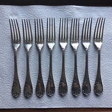 Christofle Vintage Marly Forchette da Pranzo Ottime Condizioni Placcate Argento Set di 8