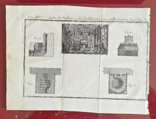 incisione d'epoca getto de pallini e del piombo uso caccia da libro fine '700