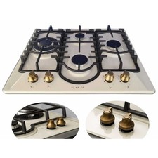 Piano Cottura 4 FUOCHI A GAS LAREL SABBIA AVENA 60 cm SICURGAS GRIGLIE GHISA