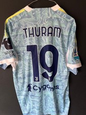 Thuram Juventus match worn issued Serie a Adidas size 8 blue preparata
