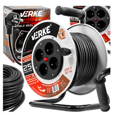 Tamburo Avvolgicavo in Acciaio con Cavo 25m/40m  4 Prese Prolunga Robusta 230V