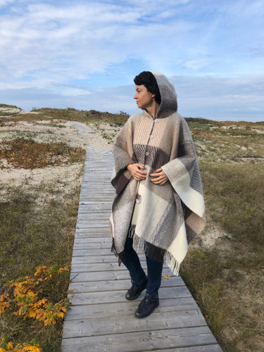 Poncho lana con - lana, cappuccio