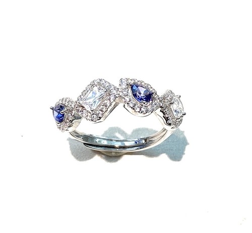 Anello veretta zirconi - zirconi, gocce