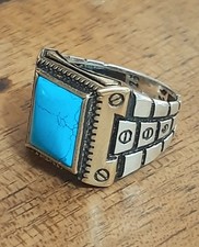 Anello Uomo  Argento 925  Turquoise  Turchese Modello Rolex Ring Sterling Man $