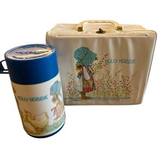 Vintage HOLLY HOBBIE Vinile Lunchbox Thermos 1972 Lunch Pail Retrò