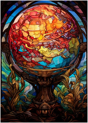 Puzzle globo vetro colorato - puzzle,