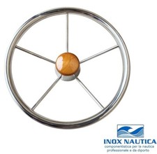 VOLANTE TIMONE Ø40/45 CM A 5 RAZZE IN ACCIAIO INOX - BARCA A VELA GOMMONE