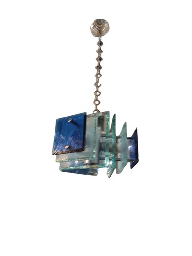 Lampadario cromato vetro - lampadario, in