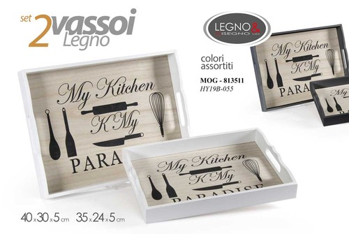 Set vassoi legno - set, 2