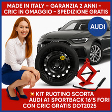 ?Kit Ruotino Scorta Audi A1 Sportback 16” 5 Fori Con Cric Gratis DOT2025 ?