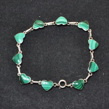 Bracciale Argento 950 Braccialetto Donna 10 Cuori  Malachite verde 