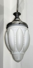 LAMPADARIO LAMPADA A SOSPENSIONE ART DECO - VETRO OPALINO - ANNI '20 - ORIGINALE