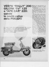 advertising Pubblicità brochure-MOTO PIAGGIO  VESPA RALLY-GILERA 125-APE CAR '72
