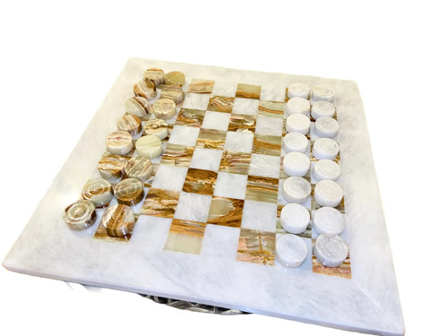 Set dama scacchi in marmo - dama,