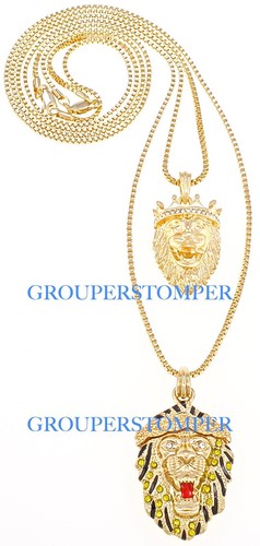 Leone testa con corona collana - testa,