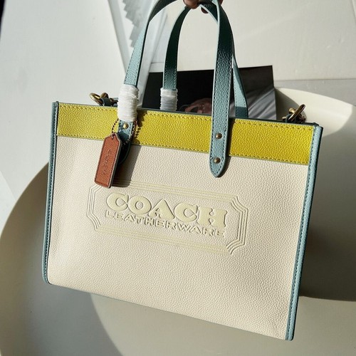 Coach yellow white field tote - coach,