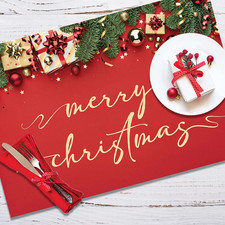 Tovagliette All'Americana Natalizie Set Di 4 Tovagliette Colazione in PVC, 48X33