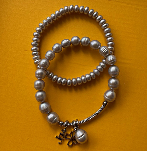 Set bracciali perle grigio - set,