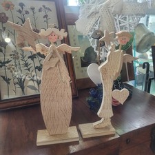N66 Coppia Angeli In Legno