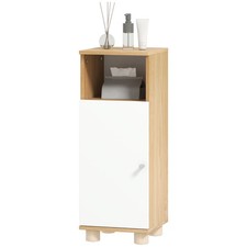 HOMCOM Mobile Bagno con Vano Aperto e Armadietto a 2 Ripiani Bianco e Legno