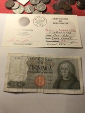 Rara Primi Numeri Banconota 5000 LIRE COLOMBO 1° TIPO 3/9/1964 J0001 000017