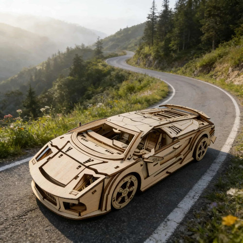 Auto sportiva legno - 3d,