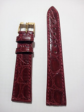 1 CINTURINO PELLE DI COCCODRILLO VERO 20 / 16 mm. EXTRA PIATTO CUCITO BORDEAUX