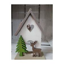 Casetta il legno bianco per albero di natale da addobbi decorazioni natalizi cas