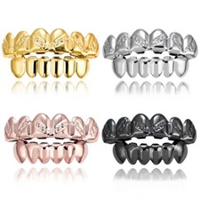 Set griglia denti hip hop placcato oro 14k per donna uomo griglia inferiore superiore personalizzata