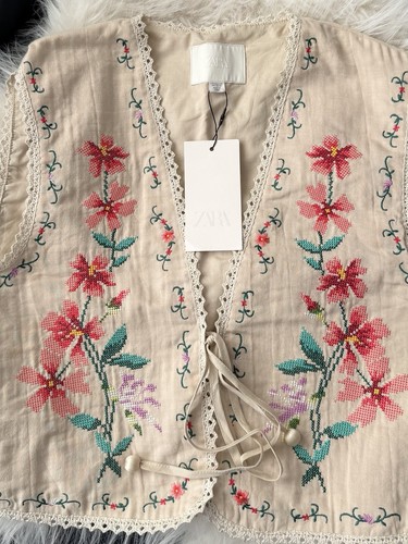 Gilet zara ecrù ricamato - zara,
