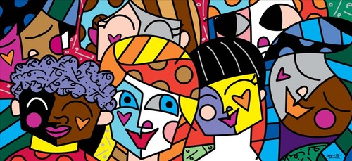 Stampa romero britto - britto, "tutte