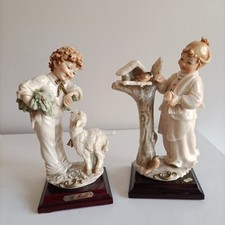 COPPIA STATUINE BRUNO MERLI NAPOLI CAPODIMONTE CERAMICA CAMPANA STILE ARMANI