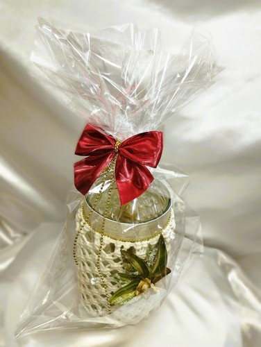 Vaso vetro rivestito - , macramè