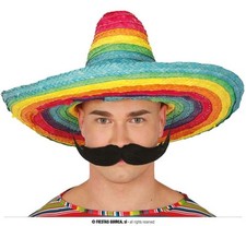Cappello sombrero messicano in paglia multicolore cm 50