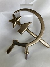 Ornamento Emblema Asta Bandiera In Ottone Partito Comunista Falce Martello
