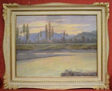 Painting Picture DIPINTO OLIO SU TAVOLA  "Paesaggio di Campagna" anni '70