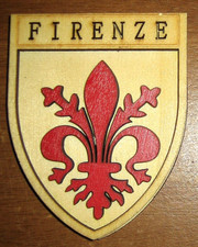 CALAMITA FRIGO FIRENZE Giglio Scudetto in legno a rilievo - fridge magnet