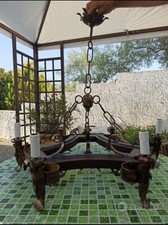 lampadario in ferro battuto ristorante,  pub taverne, restaurato 