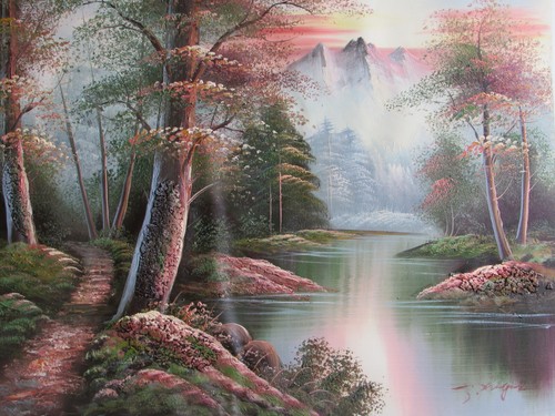 Paesaggio foresta con - paesaggio, di
