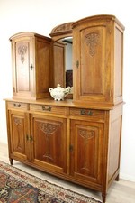 Art Nouveau 1910 vetrina rovere marmo credenza buffet Francia