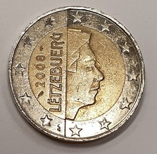 Moneta 2 euro rara LETZEBUERG DEL 2008, ERRORE DI CONIO CON LA LETTERA "F". 