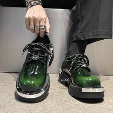 Scarpe casual uomo punk metallo punta tonda grande stringate creeper suola spessa calde