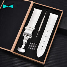 Cinturino orologio in pelle coccodrillo bianco fibbia deployante 18 20 22 24 mm