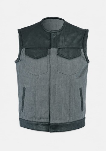 Gilet biker uomo denim - , orlo