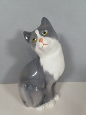 Vintage Ceramic grey Cat  -