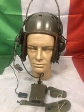 CASCO DA CARRISTA CON MICROFONO CUFFIE E TELECOMANDO ESERCITO ITALIANO ANNI 60