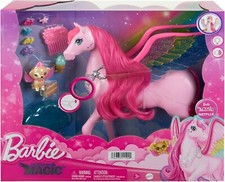 Barbie Pegaso Rosa,magico cavallo alato con un cagnolino e 10+ accessori inclusi