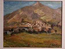 Quadro Renata Bocchetti Napoli Vesuvio paesaggio dipinto olio vintage anni 50