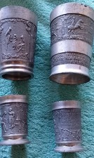 N.4 BICCHIERI IN PELTRO CESELLATO ANTICO