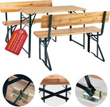 Set Birreria Tavolo e Panche con Schienale da Giardino Balcone in Legno 119cm